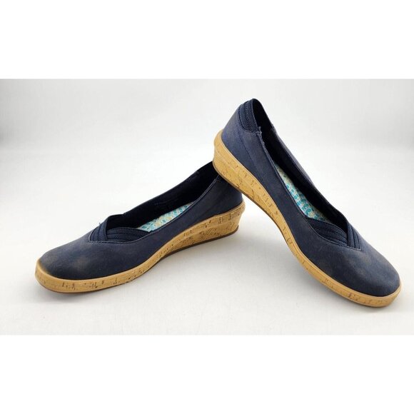 Grasshoppers Women's Ortholite Slip On Wedge Espadrille Shoes Blue/Tan Sz 6.5 M - Picture 7 of 10